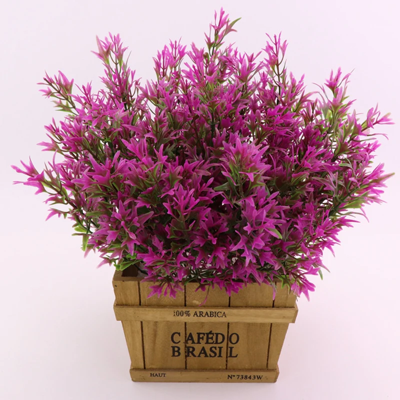 5 вилки 34 см сельских пластиковая зеленая трава горшечные растения искусственные