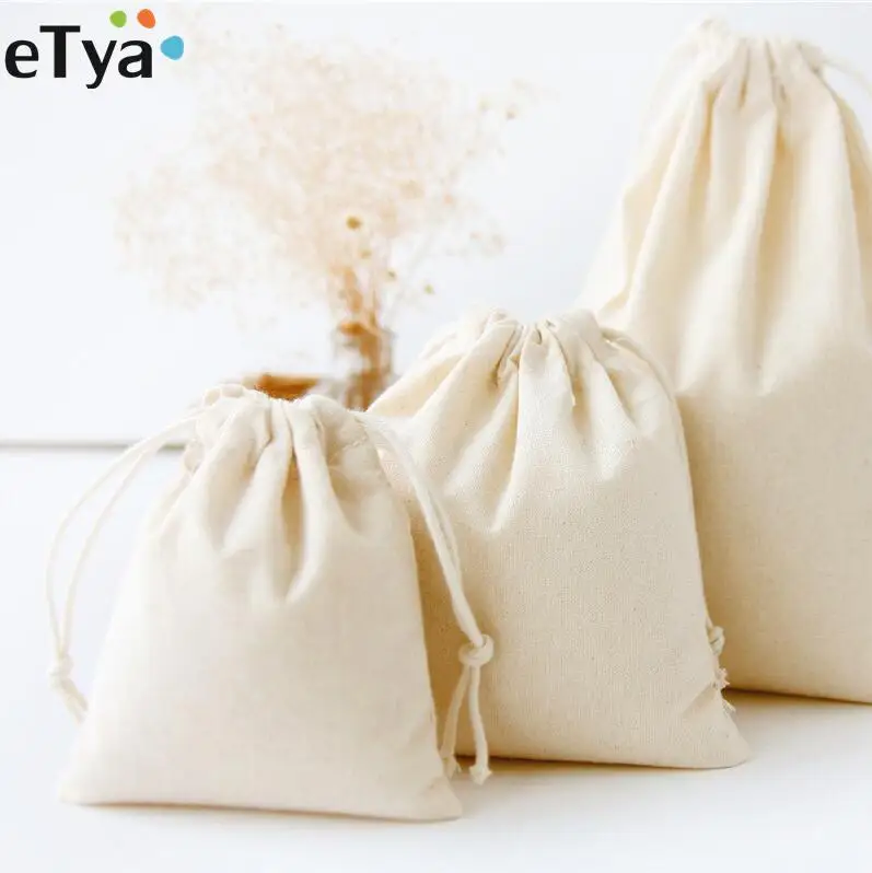 Многоразовая Хлопковая сумка для покупок eTya на шнурке дорожная Экологически