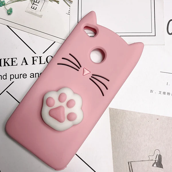 pink cat squishy 3D Милые чехлы для телефонов с мультяшной бородой и котом для Xiaomi Redmi Note 3 4 4X 5A prime 5 Pro, силиконовый чехол для Redmi 5A 4A - Цвет: pink cat squishy