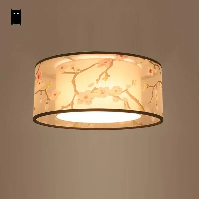 Потолочный светильник Ume Круглый из ткани китайский современный простой