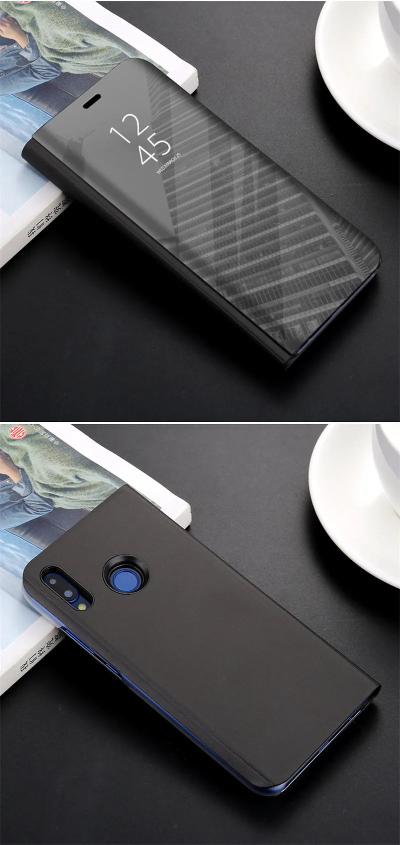 360 чехол для huawei Honor Note 10 9i Plus Play V10 9 Lite Nova 3 3i Y5 Y6 Y7 Prime P20 роскошный зеркальный сенсорный флип-чехол с подставкой