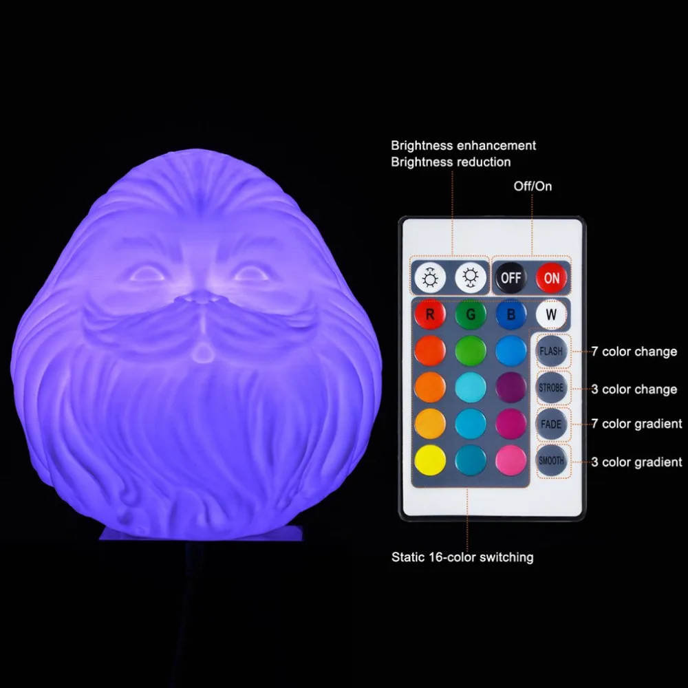 Silkworm 3D печать 3/16 видов цветов Отец Рождество Санта Клаус ночник прикроватная