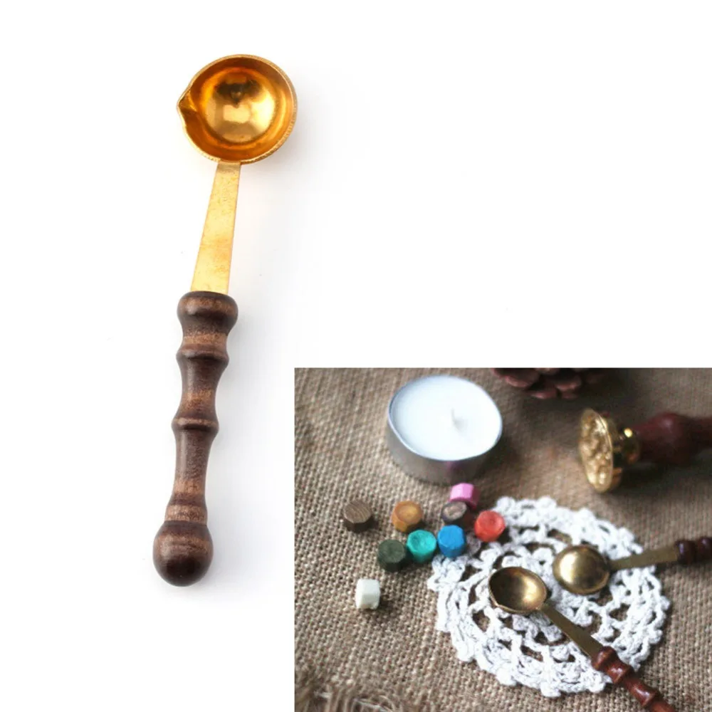 Элегантная медная и деревянная ложка для расплавления воска расплавленное