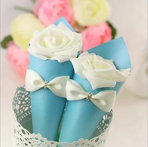 100 шт модные свадебные сувениры Розовые розы синие мороженое держатель для