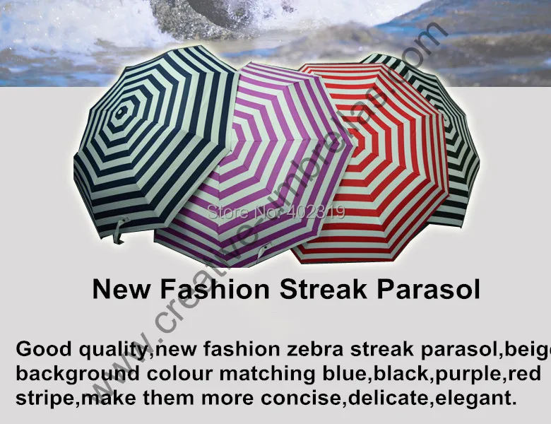 Free shipping 2pcs/lot three fold zebra streak pongee silver coating UV protecting all black frame anti rust summer parasol | Дом и сад