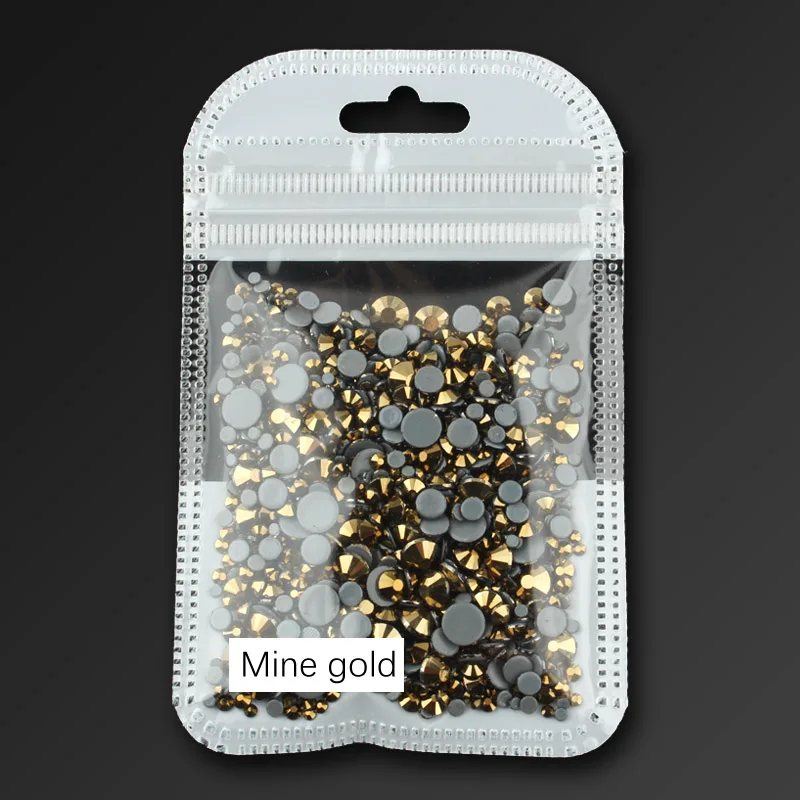 Mine gold Высокое качество, исправление хрусталя и искусственного алмаза, прозрачный SS6-SS30, разные размеры, кристаллы и камни, 1000 шт./лот, для одежды, сделай сам - Цвет: Mine gold