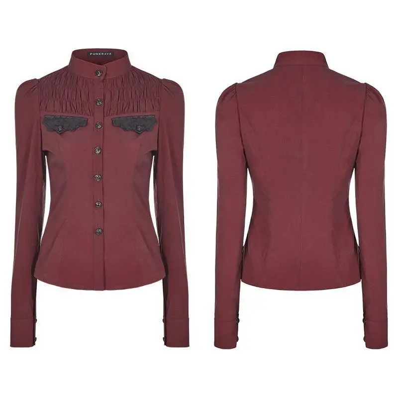 Женская Облегающая рубашка в стиле панк с воротником-стойкой и рюшами Y-841 |