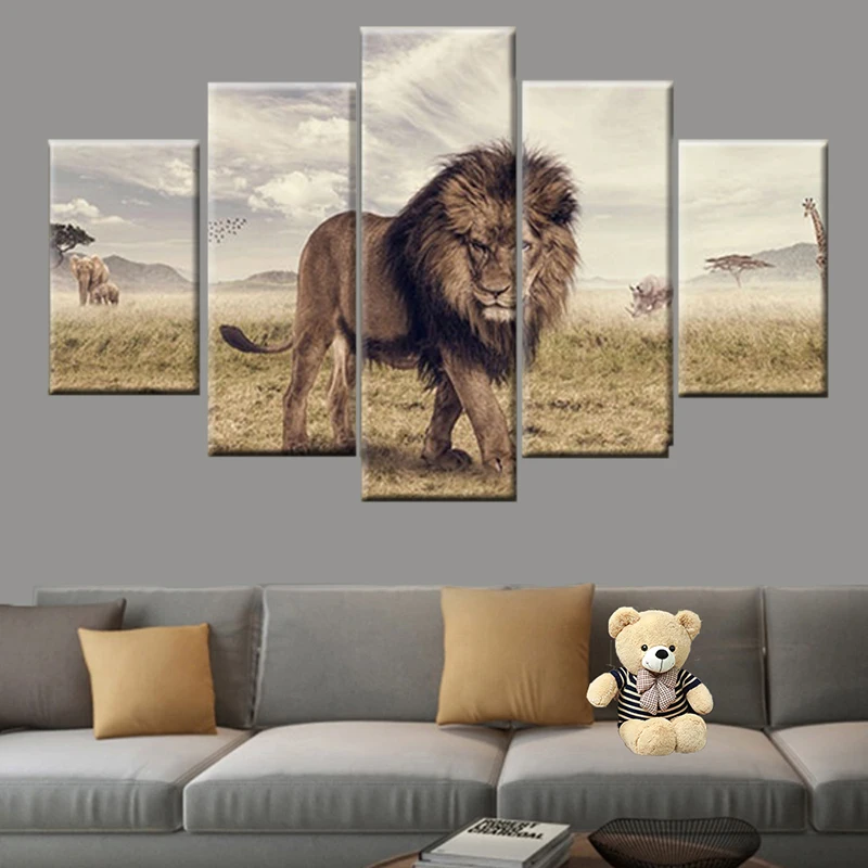 5 шт. настенный постер с изображением Льва в современном HD-стиле - купить по