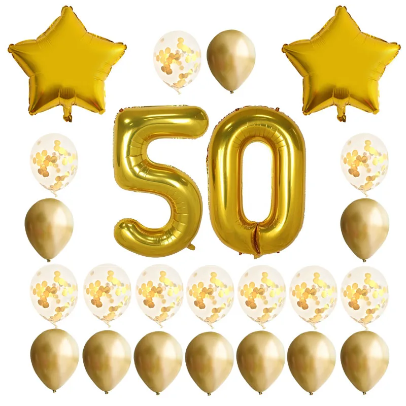 Number 50 year old 24 шт./компл. 16 21 30 40 50 60th с днем рождения звезда розового золота конфетти 40 дюймов количество Фольга шар Декор для вечеринки в честь Дня рождения поставки - Цвет: Number 50 year old