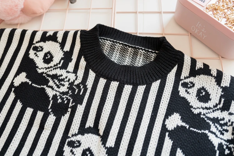 Женский свитер в полоску свободный Толстый Пуловер китайском стиле весна-Зима 2019