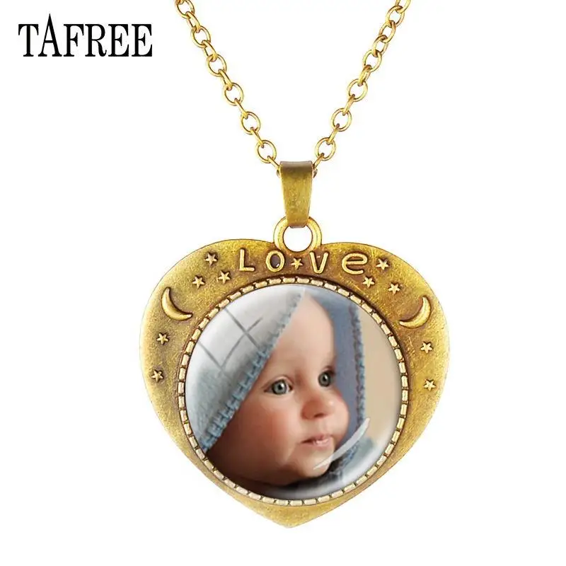 25bronzeheart TAFREE индивидуальный фото кулон с текстом ожерелье ручной работы семья ребенок папа мама брат сестра друзья ювелирные изделия NA01 - Окраска металла: 25bronzeheart