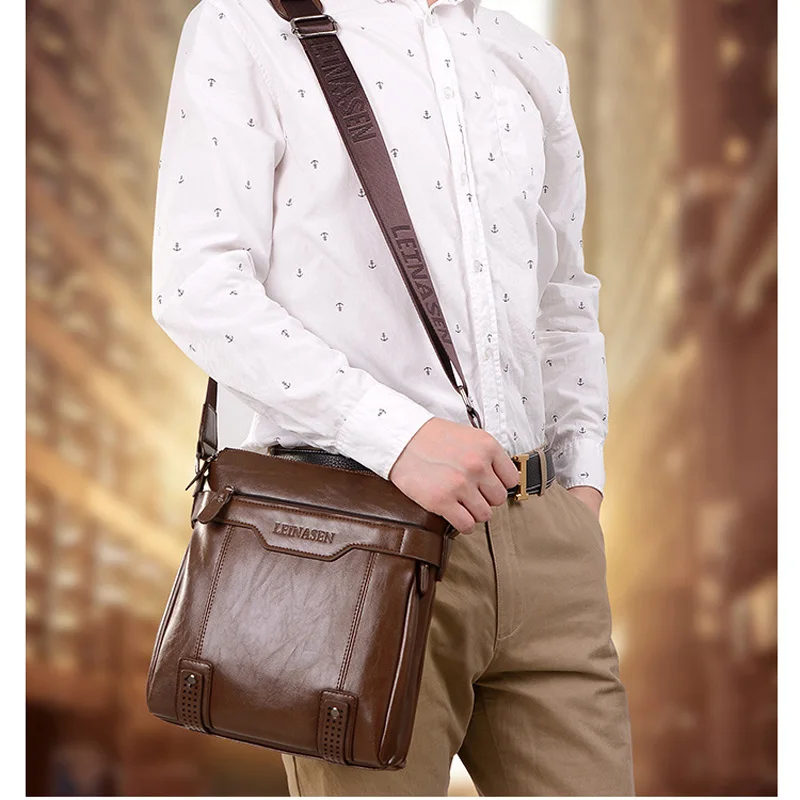 Высокое качество мужская сумка-мессенджер Много отделов кожаная сумка на плечо