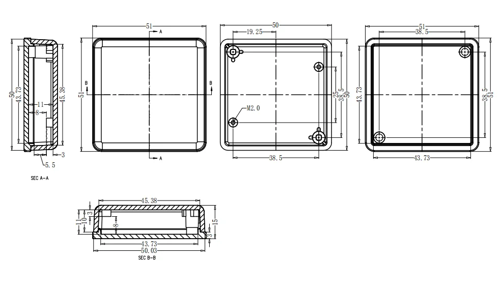 Bahar настольная Электроника пластик ABS 5 шт. корпус от Bahar Enclosure51* 51*15 мм BMD60028