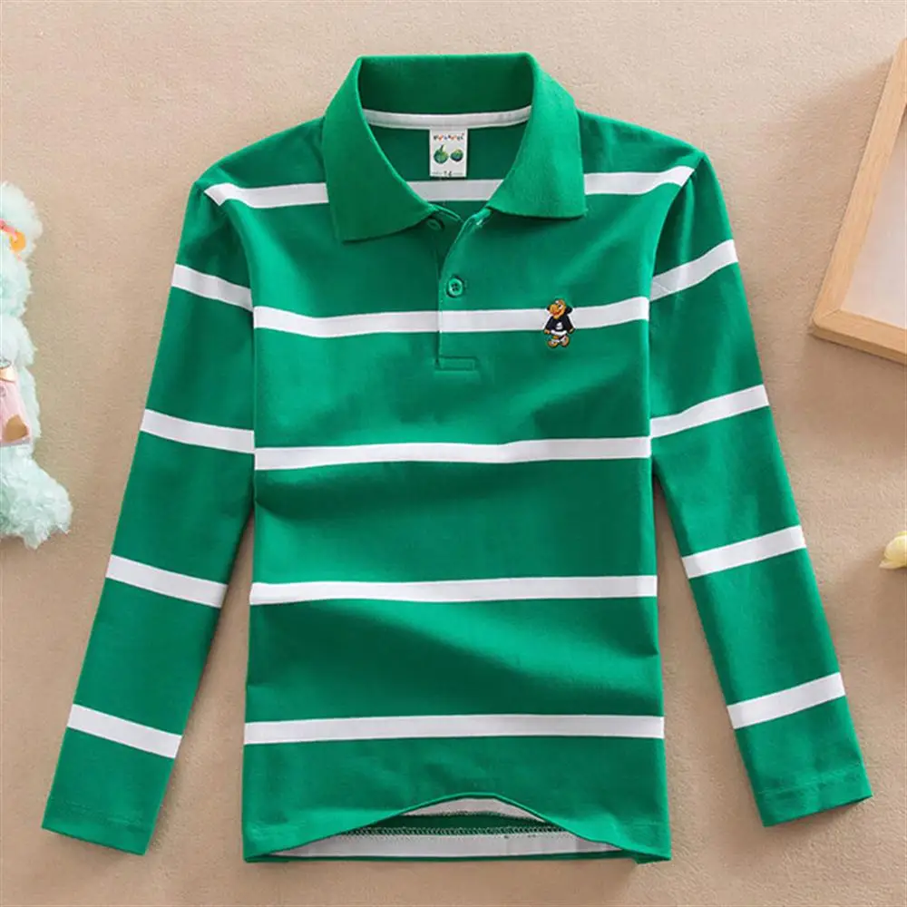 Детские рубашки-поло весна-осень 2018 полосатая рубашка с длинными рукавами для