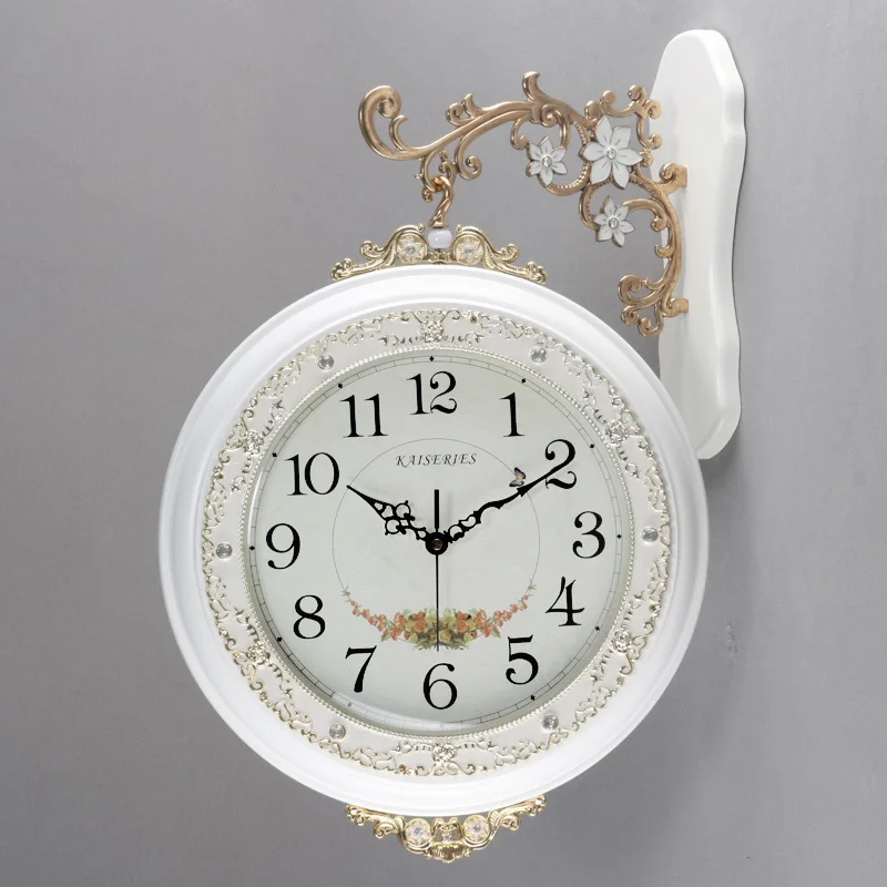 Большие настенные часы Двусторонняя Часы Saat Reloj обои Saati Horloge Murale цифровой настенные часы деревянные клок ретро декор для дома
