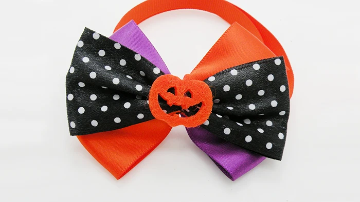 

50 Pcs Armi store Halloween Dot Black Ribbon Dogs Ties Handmade Bow Ties For Dogs 6033021 Pet Collars Accessories Wholesale