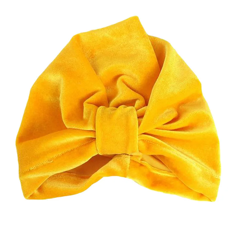 Yellow Детская шляпа для маленьких девочек, тюрбан, одноцветная шапка для маленьких мальчиков и девочек, индийская шляпа, Осенние аксессуары для малышей, милые мягкие детские шапки, casquette enfant - Цвет: Yellow