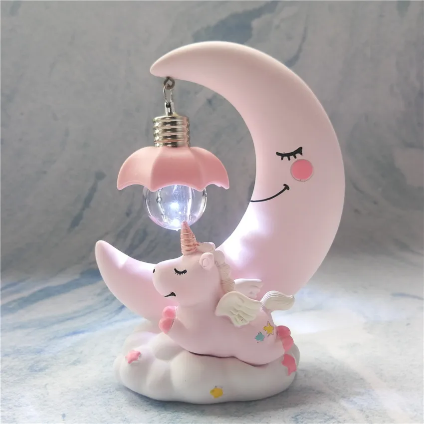 Ночник в виде единорога креативные фигурки из смолы для украшения дома спальни