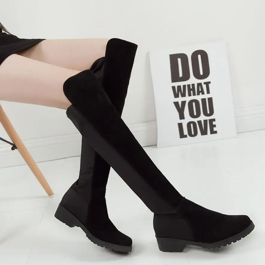 Осень-зима высокие сапоги до бедра женские качественные кожаные на толстом