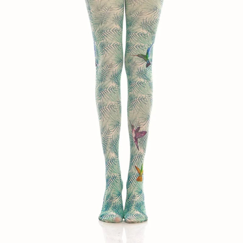 Свежие зеленые листья колибри|Колготки| |