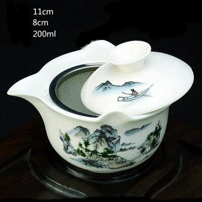 Чайный сервиз Gaiwan из костяного фарфора, чайная чашка Dehua, фарфоровая чайная чашка, чайный сервиз высокого качества для путешествий, чайник с фильтром - Цвет: see chart