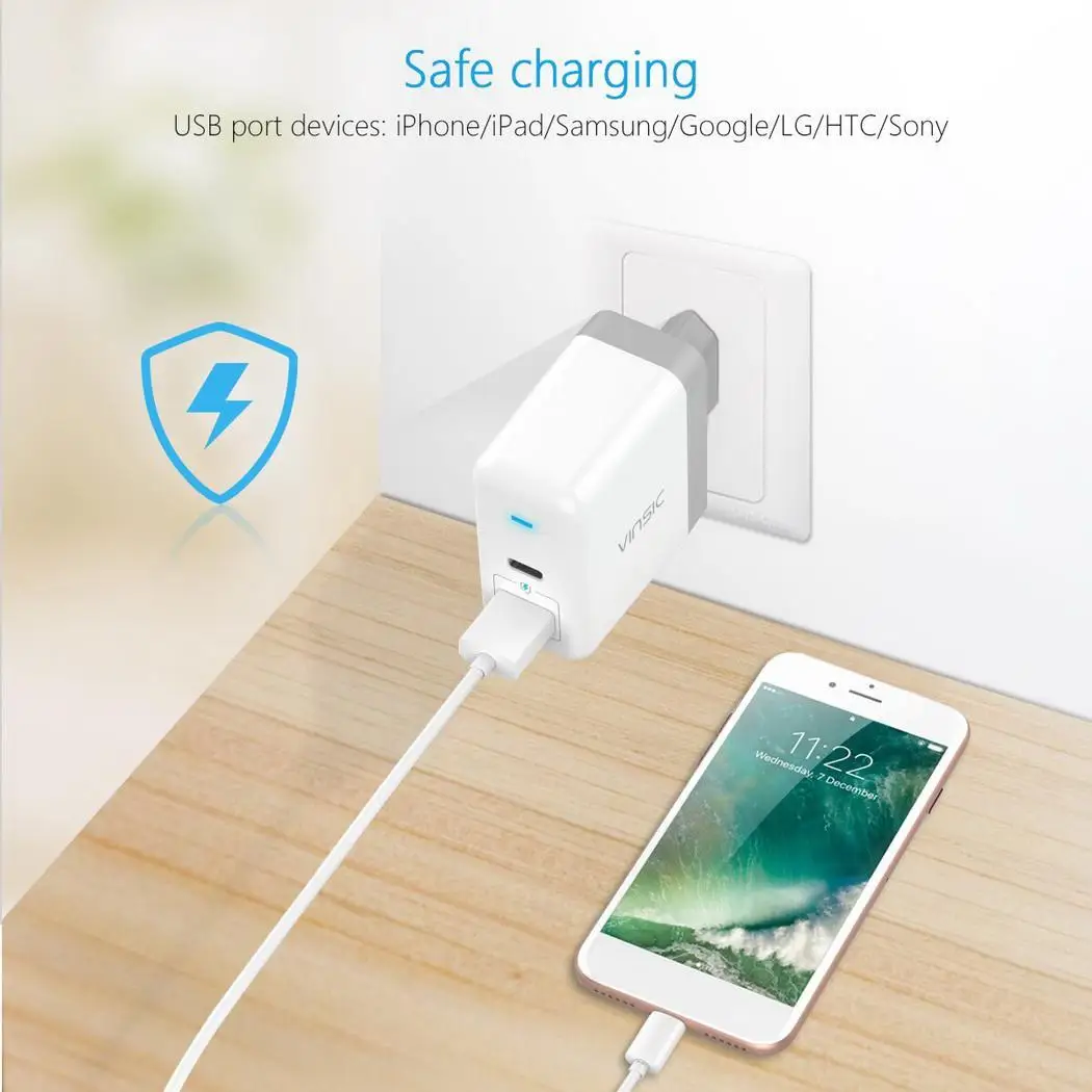 Тип-C Dual USB Порты и разъёмы зарядное устройство для путешествий 5 V 2.4A быстрой