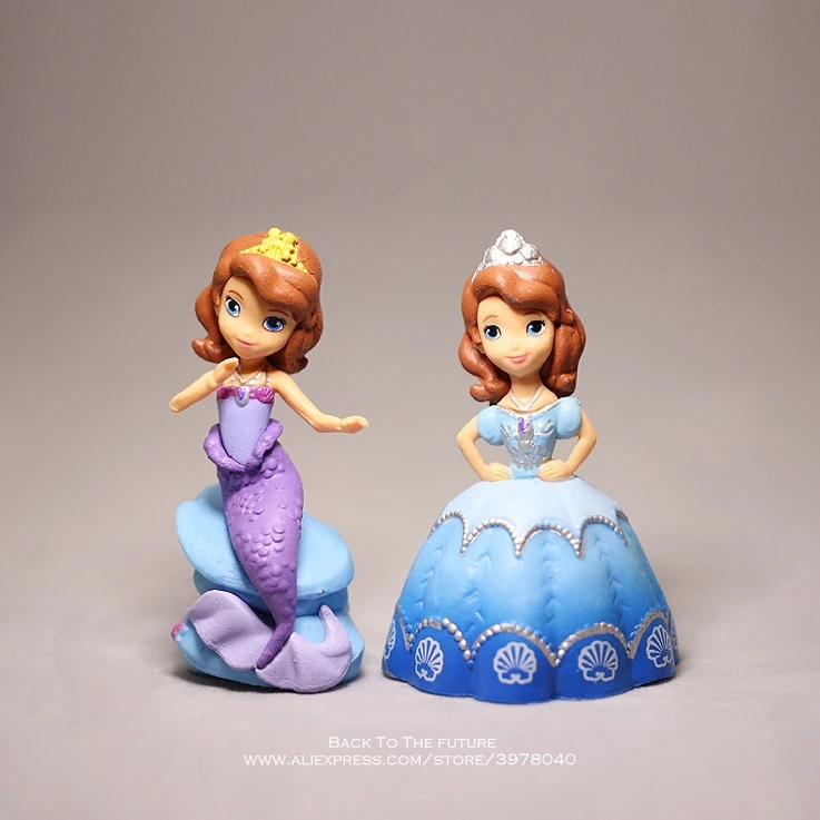 Disney София платье принцессы-Русалочки с 5 шт./компл. 8-9 см мини куклы фигурку коллекция украшений аниме фигурка модели игрушки, экскаватор модели игрушки для детей