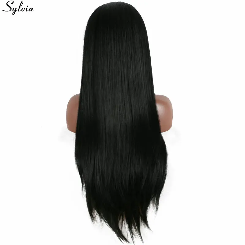 Прямой парик silvia 1b # Yaki синтетические парики на сетке спереди термостойкие волосы