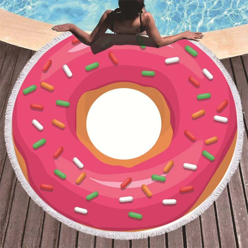 Doughnut ice cream Beach towel orange Swimming Bath Towel Yoga Blanket Tapestry Mat Decor towels blue red pink yellow |