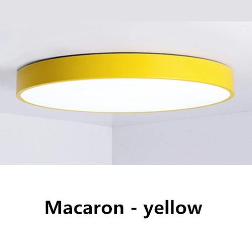 Macaron - yellow Светодиодный потолочный светильник, современная лампа, панель для гостиной, круглый светильник, приспособление для спальни, кухни, зала, поверхностное крепление, дистанционное управление - Цвет корпуса: Macaron - yellow