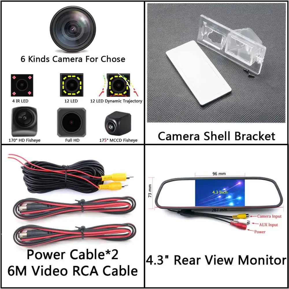 Camera 4.3 Mirror 12 светодиодный автомобильный резервный траектория движения заднего вида Камера для Fiat Freemont 500 Dodge Journey JCUV 2010 2011 2012 2013 - Название цвета: Camera 4.3 Mirror