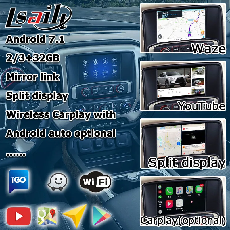 Android навигационная коробка для GMC Sierra- и т. д. видео интерфейс Mylink intellilink CUE система gps с беспроводной Carplay