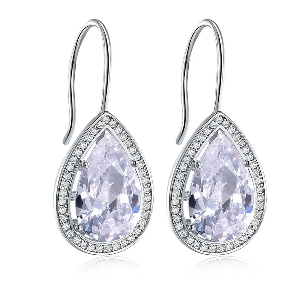 ORSA JEWELS, модные элегантные серьги, черные, прозрачные, большие капли воды, кубический циркон, стильные серьги-гвоздики, ювелирное изделие, подарок для женщин, OE164 - Окраска металла: White