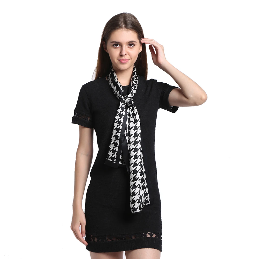 [Длинный шарф] 100% Шелковый атласный шарф для женщин 26x160 см Новый Классический