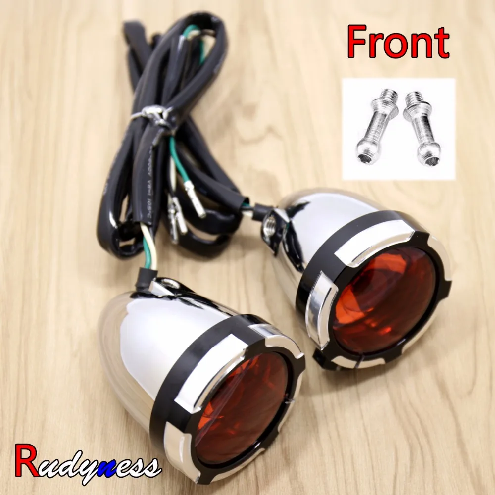 Передние и задние поворотные сигналы хромированные красные пули планки длинный