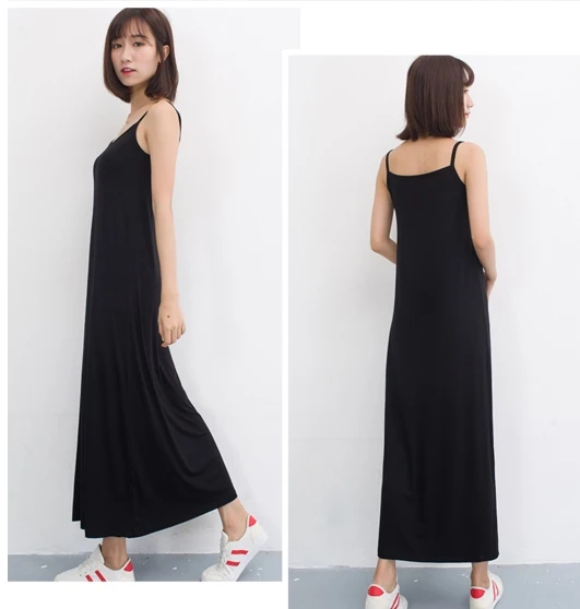 Длинные Полные слипы спагетти x-Long Slip модальное нижнее белье чистый цвет удобная одежда для женщин