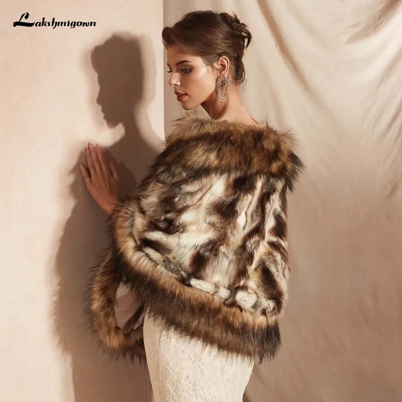 Шерстяные Шали свадебные накидки женские болеро из искусственного меха