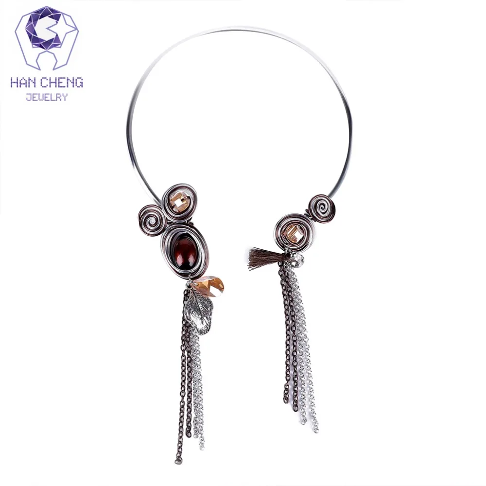 HanCheng новая мода ручная работа намотка проволока кисточка цепь кристалл колье