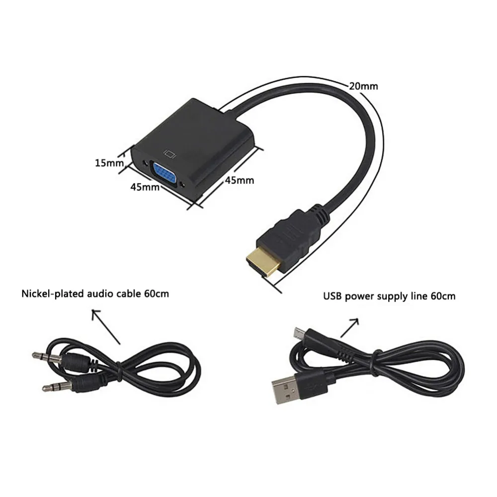 Высокое качество HDMI к VGA адаптер папа Famale конвертер 1080P цифро-аналоговый видео