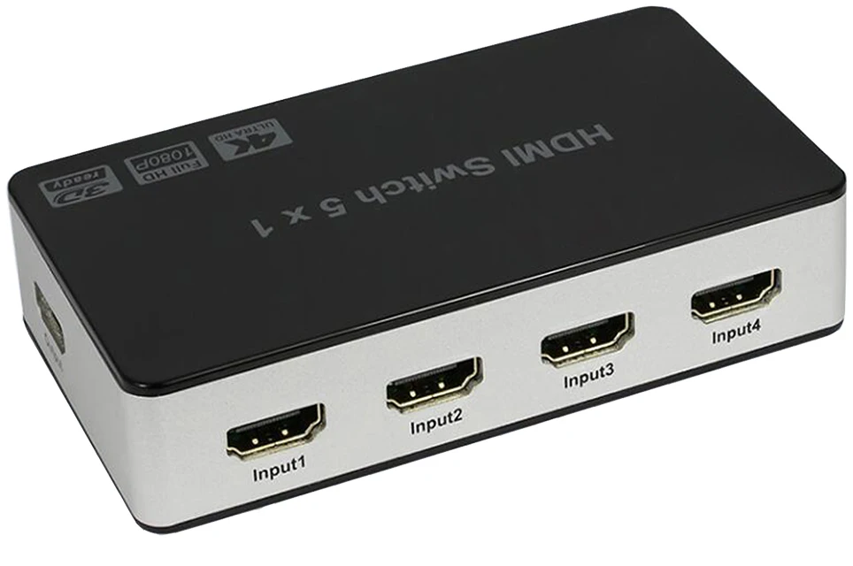 5-портовый 5x1 HDMI коммутатор сплиттер селектор коробка концентратор HDMI 1,4 V 3D 1080P 4k X 2 k/30 hz с пультом дистанционного управления и блоком питания