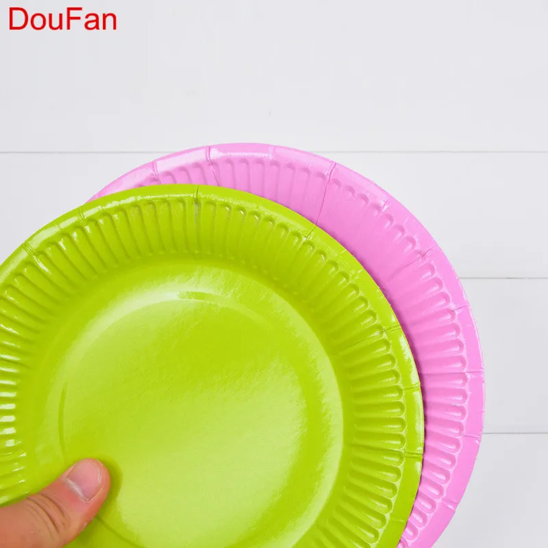 Одноразовые тарелки DouFan 10 шт. 7 дюймов однотонные радужные цвета одноразовые