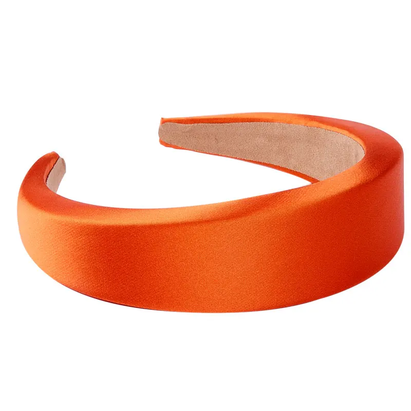 orange Fioday, новинка, блестящие атласные повязки для женщин, разноцветный светильник, розовый цвет, 4 см, ширина 1,5 см, толстая губка, пластиковая накладка, повязки для волос - Цвет: orange