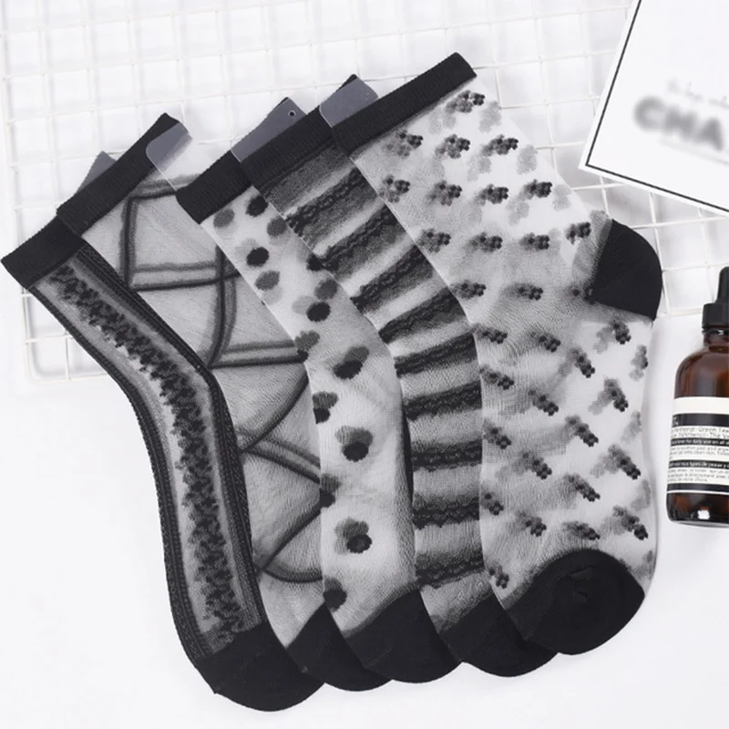 3 пар/лот = 6 шт. женские носки модные черные летние прозрачные для женщин|Чулки| |