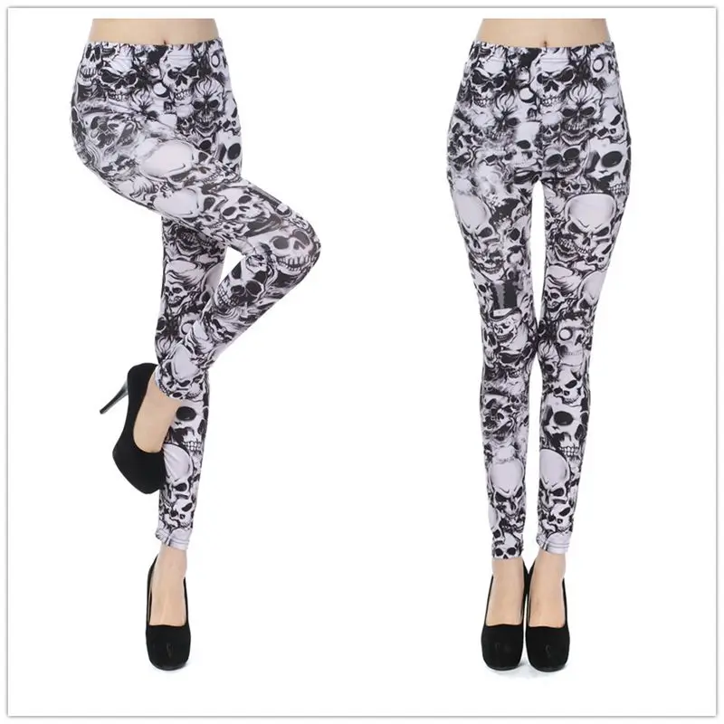 Женские фитнес-брюки для похудения удобные белые и черные колготки с принтом