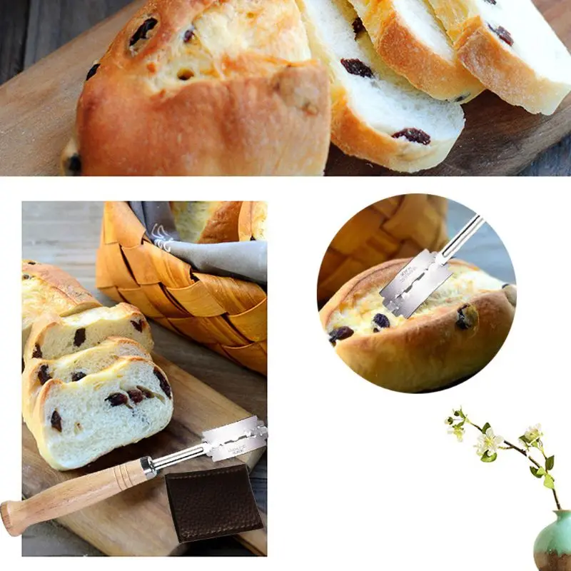 Специальный хлеб изогнутый дугой деревянная ручка для ножа 5 шт. сменные лезвия