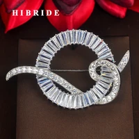 hibirde hot sale trendy clear cubic zirocnia girls brooches for women wedding dress accessories wholesale price bc 005