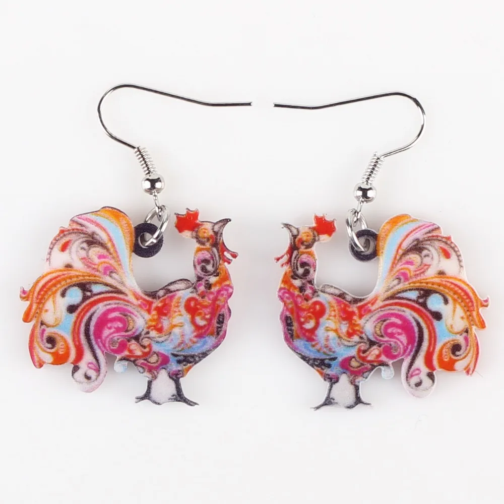 Bonsny Drop Chicken Earrings Acrylic Pattern Long Danlge Brand Charm Animal New 2016 Fashion Jewelry For Women | Украшения и