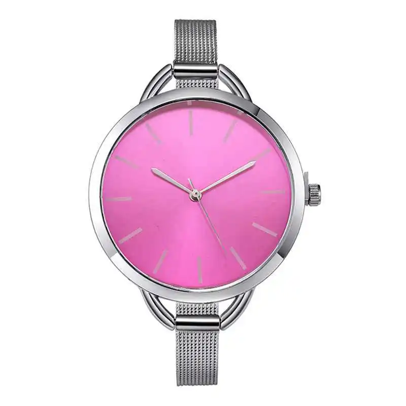 Rose Red Топ Роскошный европейский стиль женские часы элегантные большой циферблат кварцевые супер тонкий браслет из нержавеющей стали часы женские наручные часы Reloj Mujer - Цвет: Rose Red