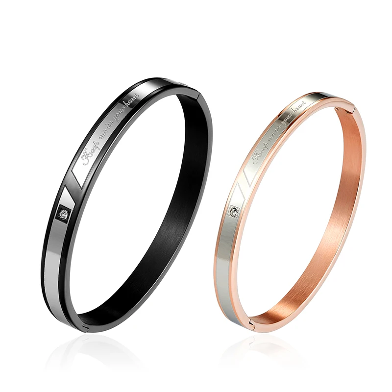 Модные влюбленных браслеты Two-tone Цвет соответствия личности браслет Титан Сталь