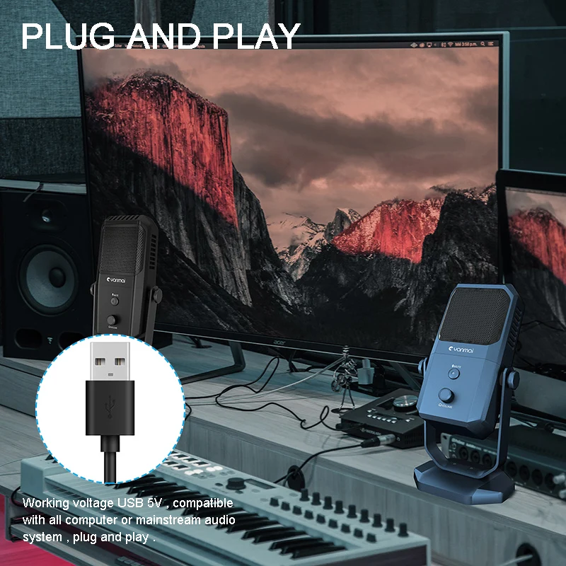 FELYBY SF-900 конденсатор Профессиональный Запись USB микрофон для игр, подкастинга, инструмент пикап караоке стерео микрофон